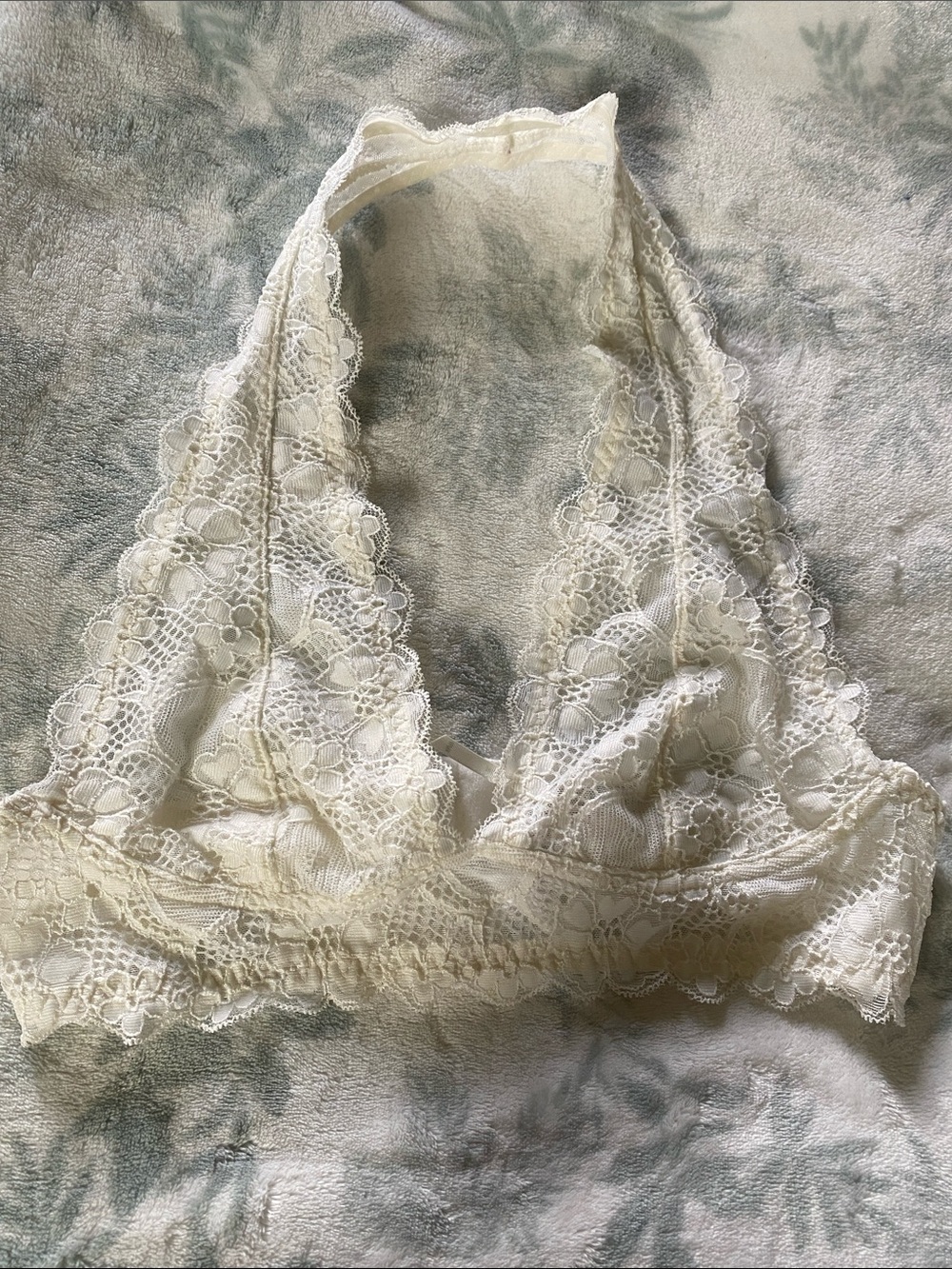 Free People Cream Lace Halter Bralette